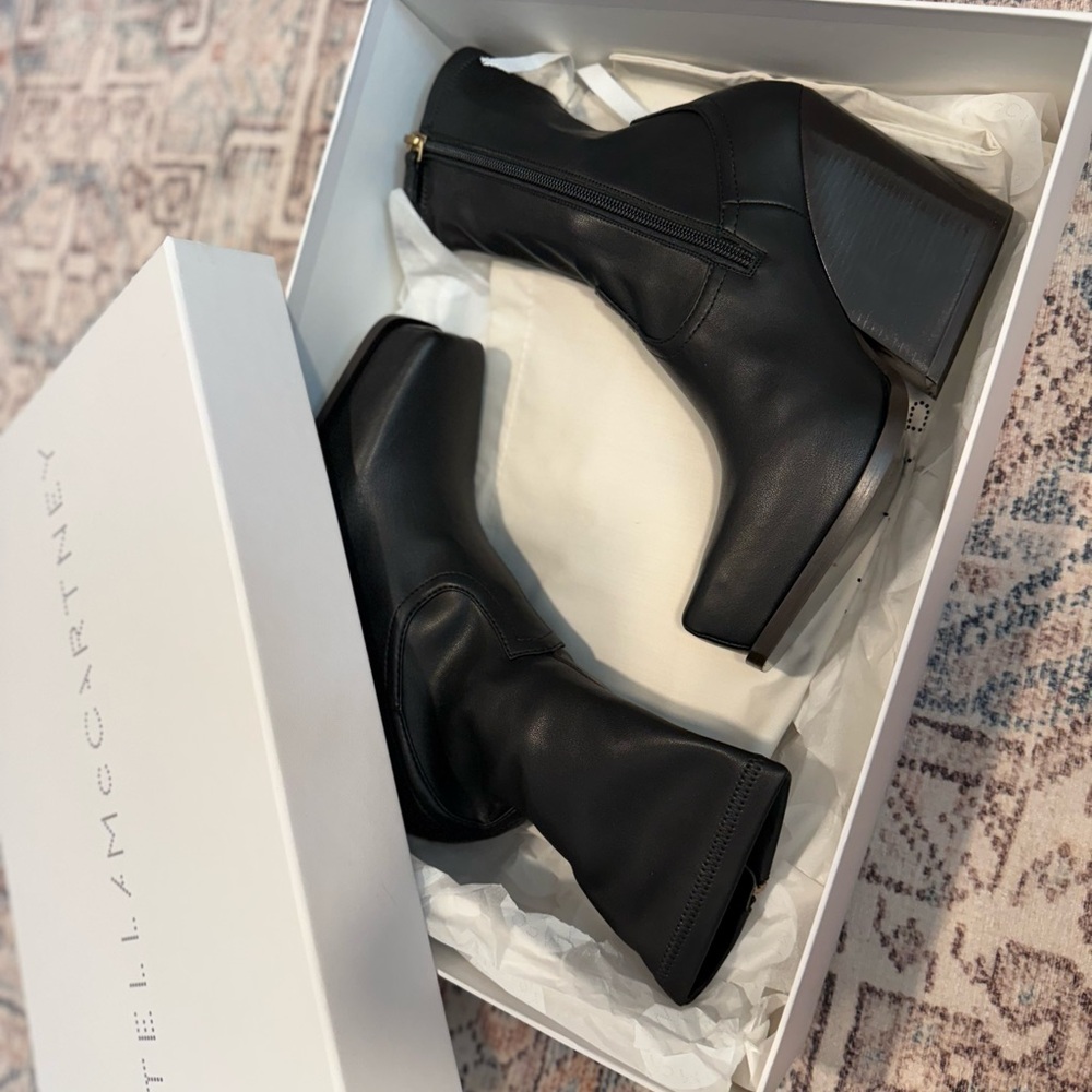 Stella McCartney Cowboy Black Wedge Heeled Boots - Picture 9 of 9